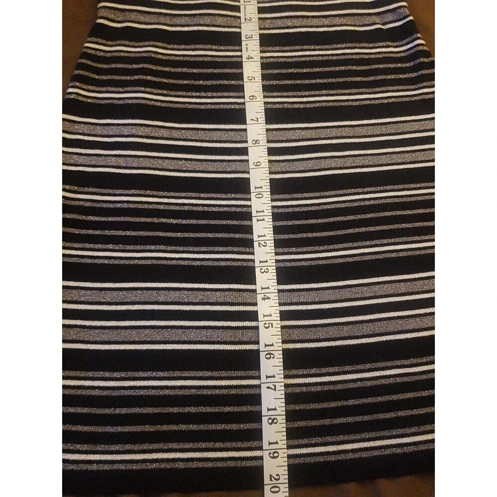 Loft Outlet Womens Skirt Gray Striped Pencil Metallic Black Silver Sparkle Sz XS